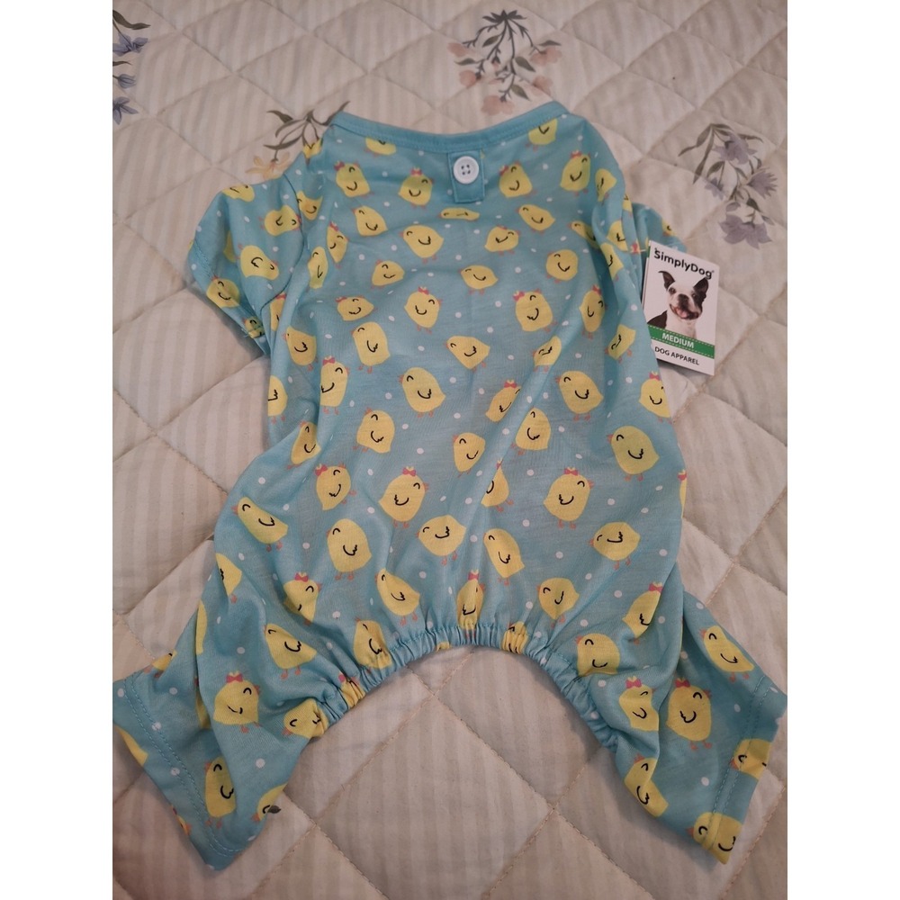Blue Dog Pajamas With Yellow Chicks. Size Medium.